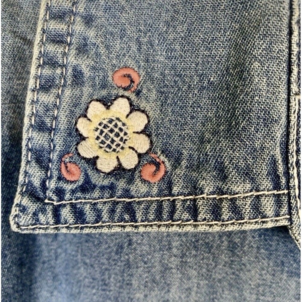 Warner Bro Looney-Tunes 1998 Chambray Embroidered Denim Button Up Shirt 26W/28W - Picture 6 of 10